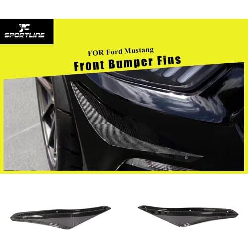 Front Bumper Fins Vents Splitters Canards Ford Mustang 2015 2016 2017 2018 Carbon Fiber Glossy Black