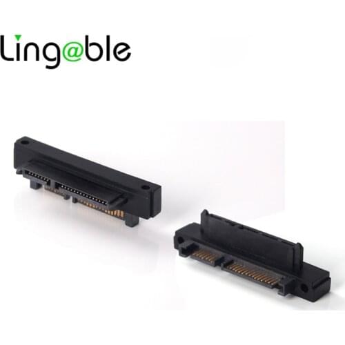 Lingable SATA Adapter Extender SATA 7+15 22P Male to 22pin Female Connector Right Angle 90 Adapter Down Degree