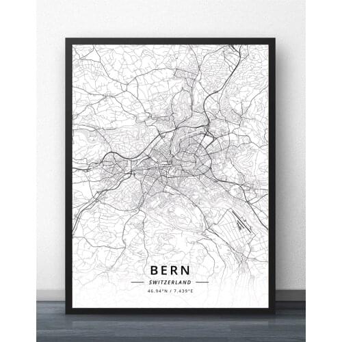 Bern Geneva Lugano St Gallen Zurich Switzerland Map Poster