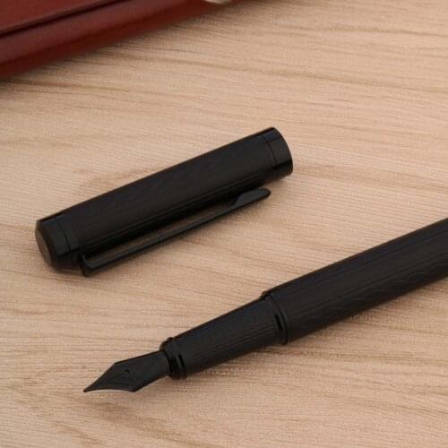 Luxury Metal 9050 Fountain Pen wave stripe Matte Black NIB F Bend Nib Stationery Office School Supplies Writing