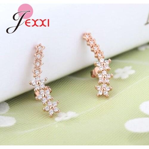 New Korean Styles Sparkling Multi Stars Flowers Cubic Zirconia Stones Design Women Girls Fashion Stud Earrings Nice Gifts
