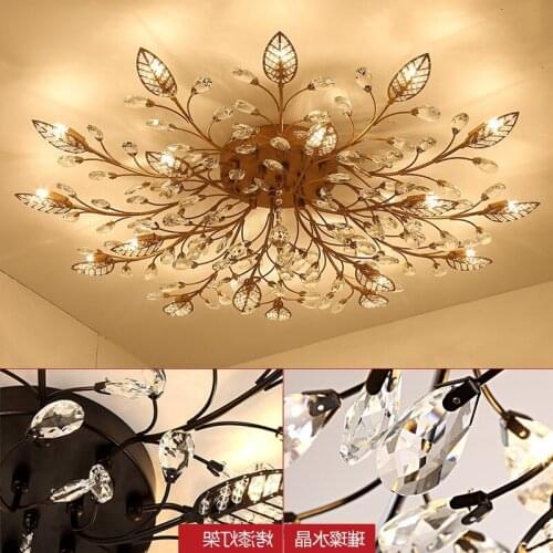 Modern K9 Crystal LED Flush Mount Ceiling Chandelier Lights Fixture Gold Black Home Lamps for Living Room Bedroom Kitchen