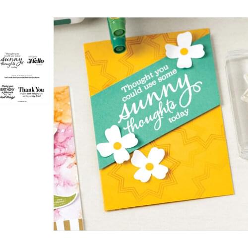 Thank You Sunny Hello Cutting Dies and Stamps Scrapbook Dariy Decoration Stencil Embossing Template Diy Greeting Card Handmade