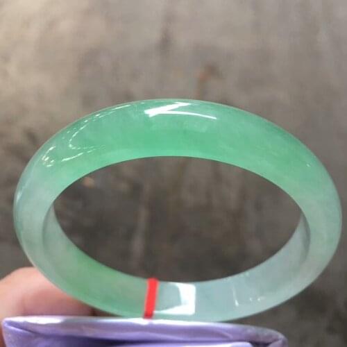 Only One !57.8MM Certified (Grade A)100% Natural Green Jadeite JADE Bracelet Women Bangle