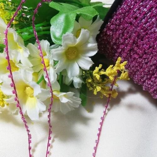 1M High Quality Lace Crystal Beads Deep Purple Sequin Fabric Beaded Trimmings Applique Collar Guipure Sewing Dress Decoration