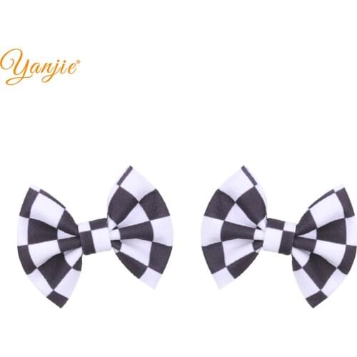 YANJIE A Pair 2021 Fashion Printed 4" Bullet Fabric Hair Style Girls Hair Bow Barrette 2021 DIY Hair Accessories Hair Clip