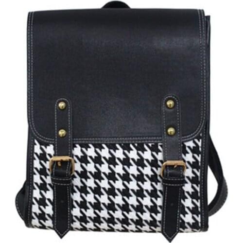 New Fashion 3 Layers Womens Backpack Cotton and Pu Leather Backpacks for School Teenagers Girls Designer Travel BookBag Mochila