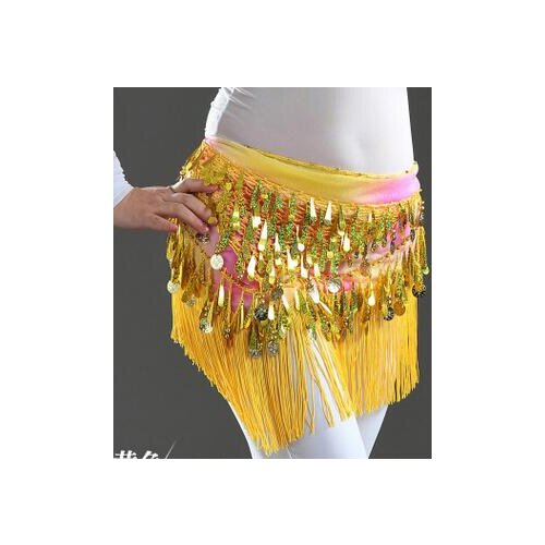 1pcs/lot Belly Dance Hip Skirt Scarf Wrap Gold Coins Sequins belly dancing Hips Scarf free size