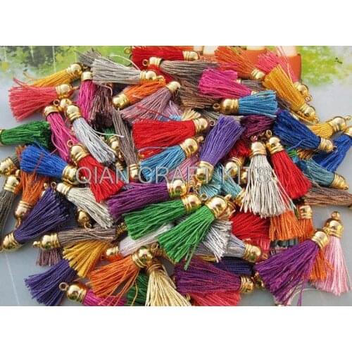 100pcs colorful Tassel Accessories assorted Satin Tassels charm pendant,DIY materials 45x10 mm