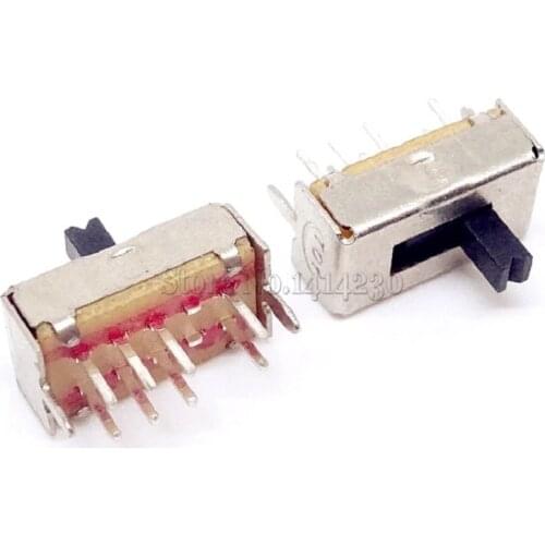 100PCS SS23D07 8 PINS 3 Position 2P3T Toggle Switch Double Vertical Sliding Switch Handle Length 3MM 4MM 5MM Bracket