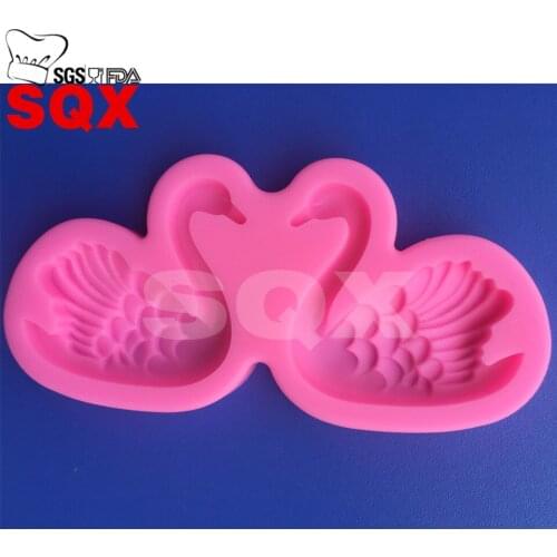 2 Pcs / set Swan Silicone Mold Cake Mould Sugar Craft Fondant Cake Decorating Tools Embossed Mold Baking Tool MR87