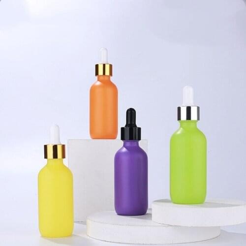 300pcs 60ml Color Empty Dropper Bottle essential oil Glass Aromatherapy Liquid Drop for massage Pipette Bottles Refillable Jars