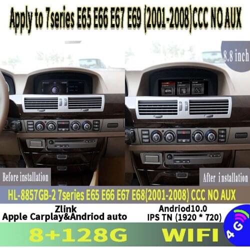 Android 9.0 Car GPS Navigation For BMW 7 Series E65 E66 2001~2008 Multimedia Player Auto Radio PX6 6 Core 8.8inch IPS Screen