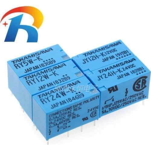 Free shipping 50pcs/lot 100%Original New TAKAMISAWA RY5W-K 5VDC RY12W-K 12VDC RY24W-K 24VDC 8PIN 1A Signal Relay JY12H-K JY24H-K