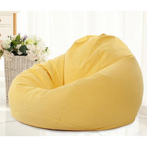 Sofa-Cover Large Small Lazy Bean Bag Sofa Chairs Cover Without Filler Linen Cloth Lounger Seat Bean Bag Pouf Puff Couch