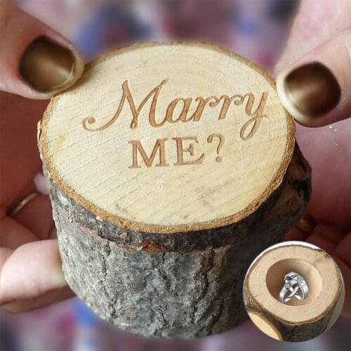 Wood Wedding Ring Box Marry Me Proposal Ring Box Rustic Engagement Valentine Gift Jewelry Box Case