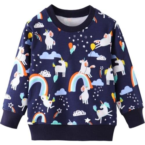 Jumping Meters Girls Unicorns Sweatshirts Autumn Winter Baby Clothes Cotton Rainbow Cartoon Children Top Streetwear Kids Shirts