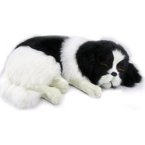 Dorimytrader pop quality soft realistic animal dog plush toy pet dogs animals doll decoration for car Photography props 35X25cm