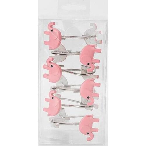 12 pcs Shower Curtain Hook Decorative Resin Cute Elephant Curtain Rings Curtain Hooks for Bathroom Bedroom Baby Room Living Room