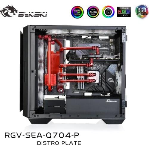 Bykski Waterway Board Kit RGV-SEA-Q704-P Distro Plate For Seasonic SYNCRO Q704 Case Acrylic Tranperant For Water Cooling Loop