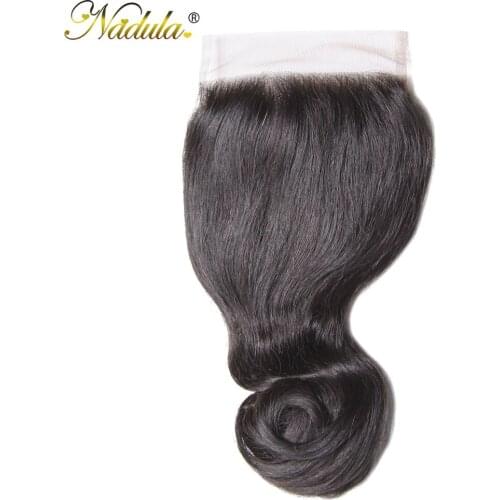 Nadula Hair Loose Wave Closure 4*4 Free Part 100% Remy Human Hair Closure 14-18 inch Swiss Lace Closure Nature Color