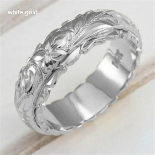 2021 spring and summer latest trend ring suspension carving rose flower ring wedding anniversary gift pair ring decoration