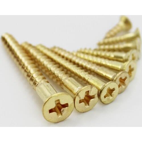 Solid brass self tapping screw wood working tools flat head carpenters small furniture wooden box hardware accessories
