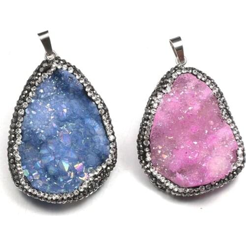 Natural Stone Quartz Crystal Stone Pendant Agates Druzy Pendulum Charms Pendants for Jewelry Making DIY Necklace Accessories