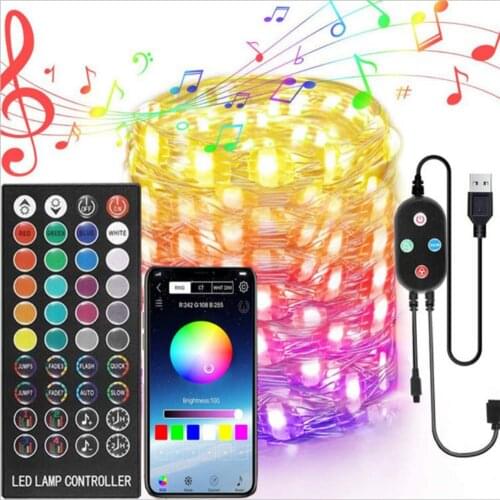 Bluetooth APP Infrared Wireless Remote Control Christmas Waterproof Light String RGB Intelligent Music Synchronization Timer