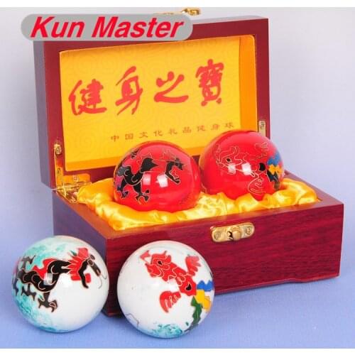 2Pcs Hand Wrist Baoding Ball Health Exercise Therapy Hand Massage Ball Gift For Parents Four Colors Dragon Phoenix Auspicious