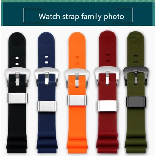 Suitable for Seiko watchband 22mm diver black blue orange rubber strap silicone replacement Wristband Bracelet