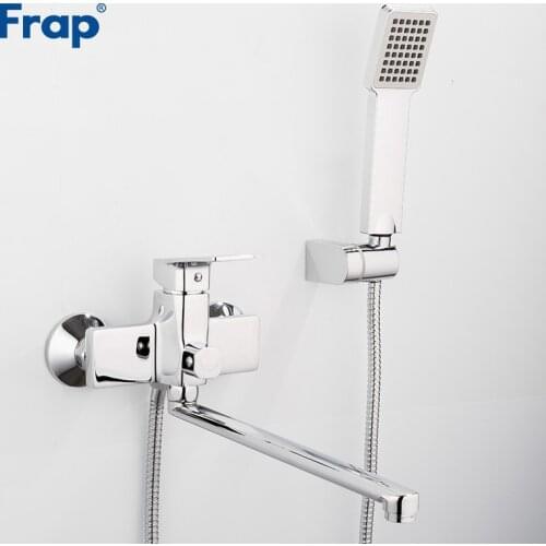 Frap Bathtub Shower Faucet with 345mm Outlet Pipe Bathroom Faucets Water Mixer Tap with Square Shower Head Torneira Crane F2246