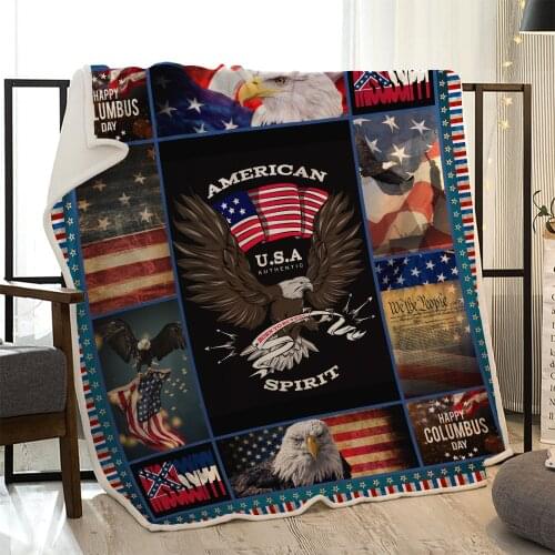 USA Eagle Logo the Statue of Liberty blanket fleece sherpa plush faux fur tv sofa gift throw blankets