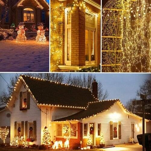 Solar Powered LED String Lights 17M 22M Outdoor Waterproof Fairy Lights Garden Garland For Christmas Party Holiday Decor Lamp