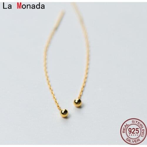 La Monada Bead Tassel Dangle Hanging Earrings For Women Silver 925 Woman Korean Long Drop Earrings Minimalist Female Jewelry