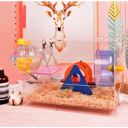 Drawer hamster cage Acrylic double-decker super villa nest set meal feeding box tray sets complete