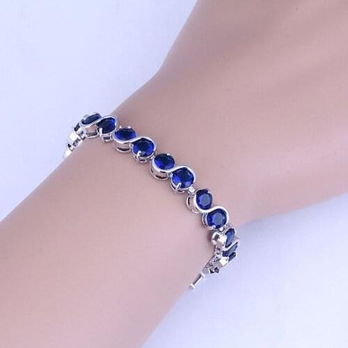 Love Monologue Charismatic Blue Crystal "S" Shape Silver Color Bracelets Chain Length 20 CM Free Gift Bag B0055