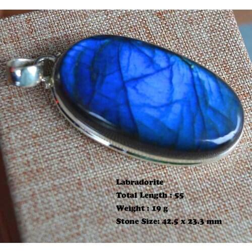 Genuine Labradorite Pendant 925 Sterling Silver, Hand Made Women Fine Jewelry Gift