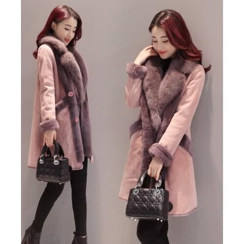 Womens Outwear Autumn Winter Wild Lamb Fur Overcoat Small Fragrance Wind Korean Loose Temperament Big Fur Collar Wool Coat A551
