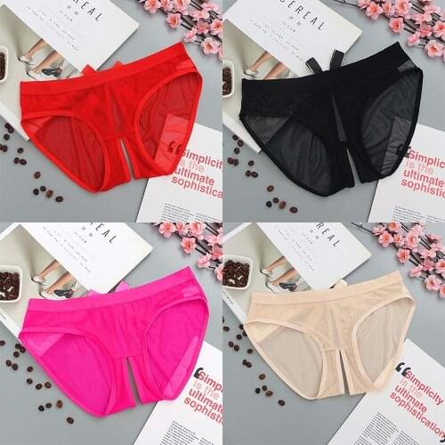 Womens Sexy Lingerie Crotch underwear Panties Mesh Bow Back Briefs Underpants