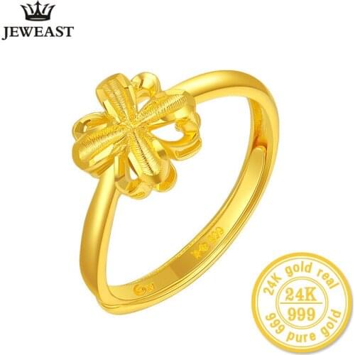 XXX ZZZ 24k Pure Gold Ring for Women Flower Shape Bright Petals Resizable Design Beautiful and Elegant 999Soild Gold Rings