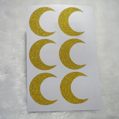 3.3x3.8cm Crescent Moon gold glitter sticker label