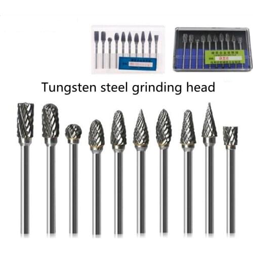 10 Pcs Tungsten Steel Grinding Head Tungsten Carbide Burrs Sets Carbide Rotary Tool Mini Diamond Burs Material Accessories