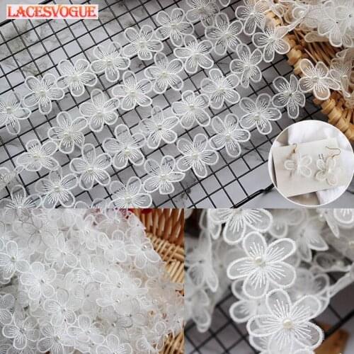 100PCS 4.2cm Embroidery flower Beaded lace applique Handmade DIY Patches accessories Patchwork Needlework sewing Cloth paste 625
