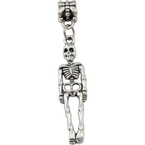 100pcs/lot 9x51.5mm Zinc alloy metal Single-sided skeleton Charm Big Hole Bead Fit Charm Bracelet Jewelry A-167a