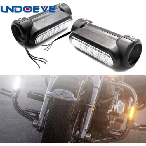 Undoeve 2pcs Black Highway Bar Lights Switch back Driving Light For Motorcycles Touring Victory Motorcycle