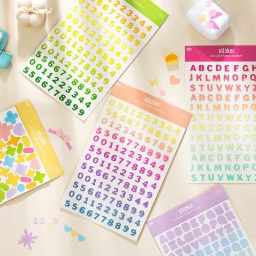 20pack Kawaii Stationery Sticker Bow Letter Number Alphabet Sticker Scrapbook Decoration DIY Album Planner Gift Reward Students