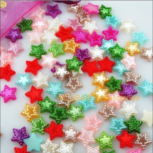 200Pcs Tiny Lovely Heart Mixed Acrylic Plastic FlatBack 11mm