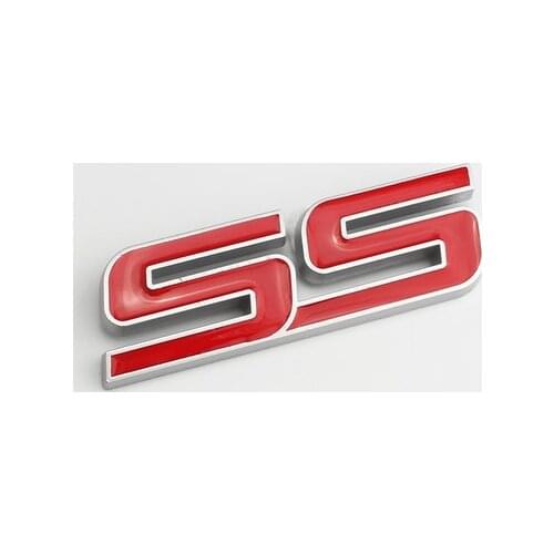 3D Red Metal "SS" Auto Emblem Badges Decals Sticker Car Accessories
