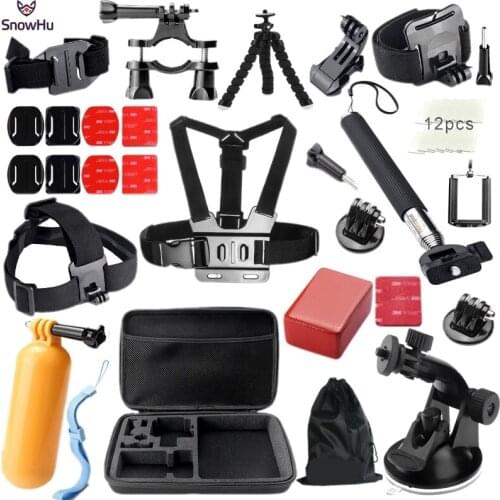 SnowHu for Gopro Accessories Set Chest Head Wrist Mount Strap for Go pro Hero 9 8 7 6 5 for Yi 4K SJCAM action Camera GS26